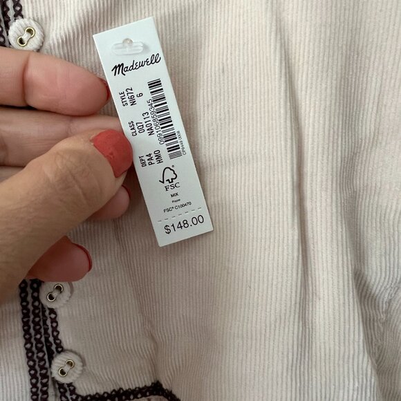 Madewell Embroidered Snowflake Quilt Mini Dress, Harvest Moon, Size 6 NWT - Picture 4 of 9